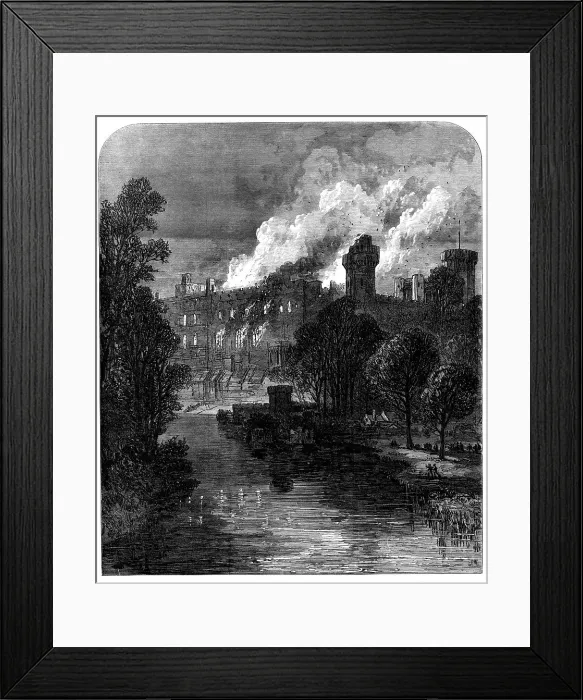 Framed Print : The Burning of Warwick Castle, 1871. Creator: Unknown Framed Print : The Burning of Warwick Castle, 1871. Creator: Unknown