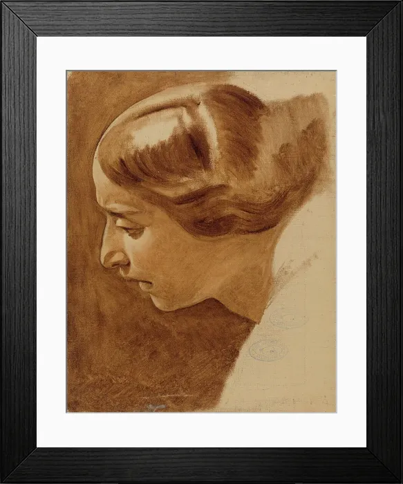 Framed Print : Portrait of a woman (Edla Blommér?); unfinished, 1852. Creator: Nils Jakob Blommer Framed Print : Portrait of a woman (Edla Blommér?); unfinished, 1852. Creator: Nils Jakob Blommer