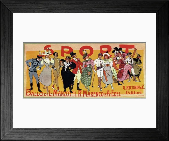 Framed Print : Poster for the ballet Sport by Luigi Manzotti and Romualdo Marenco, 1897. Creator: Edel (Colorno), Alfredo (1856-1912) Framed Print : Poster for the ballet Sport by Luigi Manzotti and Romualdo Marenco, 1897. Creator: Edel (Colorno), Alfredo (1856-1912)