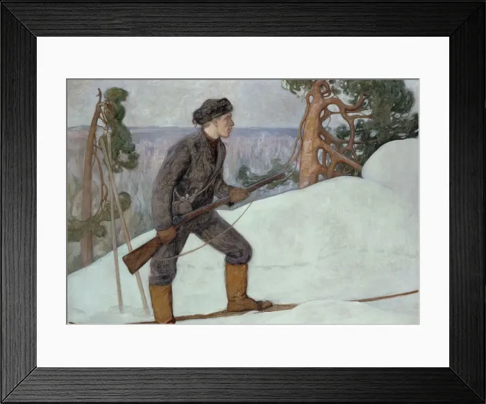 Framed Print : The Lynx Hunter, 1900. Creator: Pekka Halonen Framed Print : The Lynx Hunter, 1900. Creator: Pekka Halonen