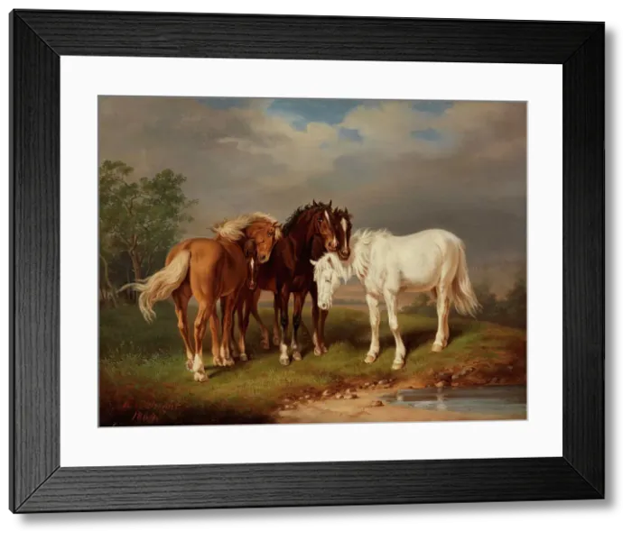 Framed Print : Horses, after Carl Wahlbom, 1864. Creator: Magnus von Wright Framed Print : Horses, after Carl Wahlbom, 1864. Creator: Magnus von Wright