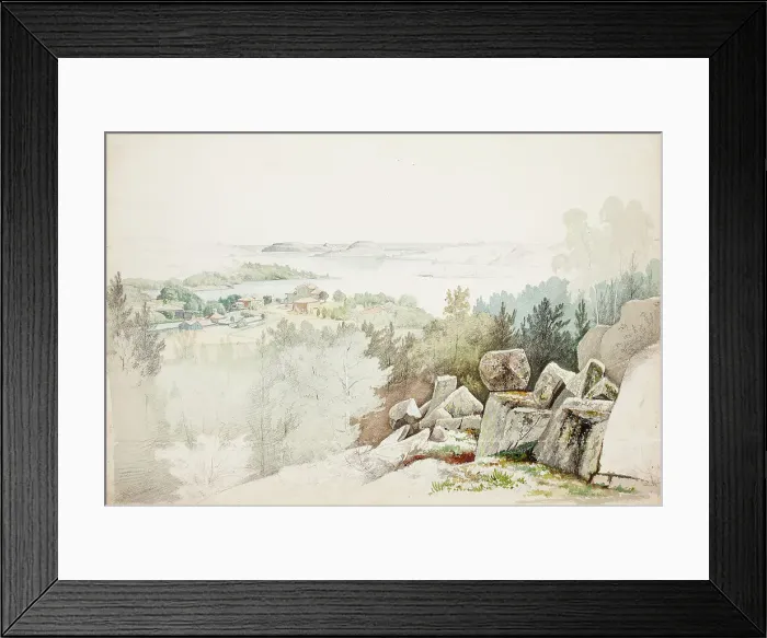 Framed Print : Tervu manor on Kurkijoki, 1860. Creator: Magnus von Wright Framed Print : Tervu manor on Kurkijoki, 1860. Creator: Magnus von Wright