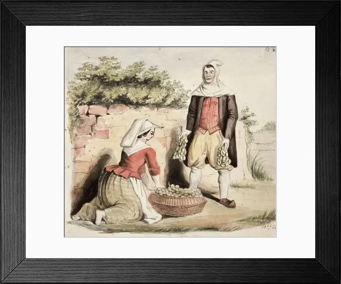Framed Print : Grape harvest, 1850. Creator: Karl Anders Ekman Framed Print : Grape harvest, 1850. Creator: Karl Anders Ekman