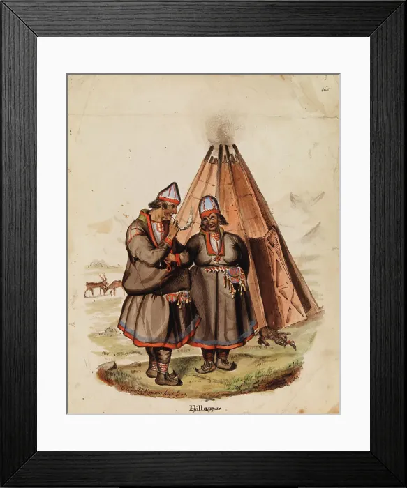 Framed Print : Two Samis, 1849. Creator: Karl Anders Ekman Framed Print : Two Samis, 1849. Creator: Karl Anders Ekman