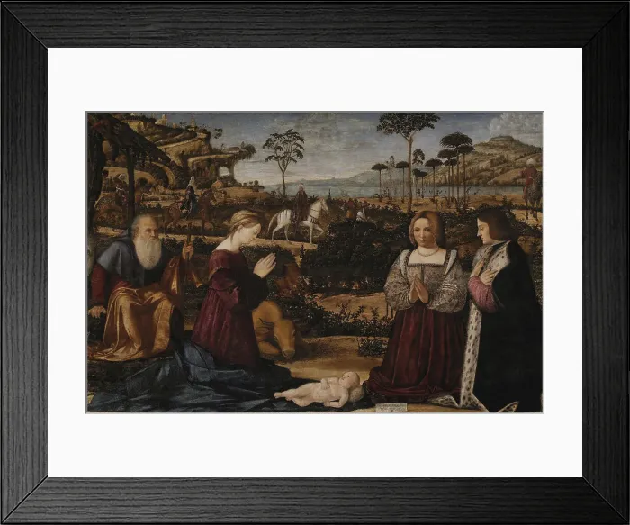 Framed Print : Holy Family and Donors, 1505. Creator: Carpaccio, Vittore (1460-1526) Framed Print : Holy Family and Donors, 1505. Creator: Carpaccio, Vittore (1460-1526)