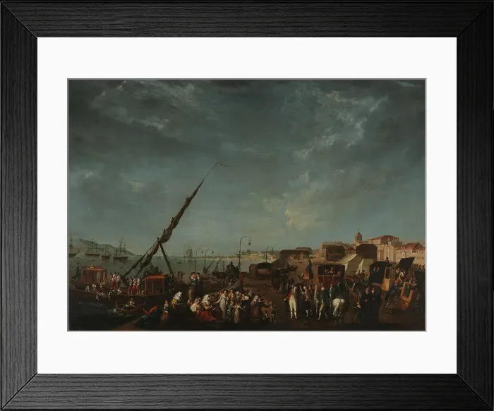 Framed Print : The Embarkation of the Portuguese Royal Family to Brazil in 1807. Creator: Delerive, Nicolas-Louis-Albert (1755-1818) Framed Print : The Embarkation of the Portuguese Royal Family to Brazil in 1807. Creator: Delerive, Nicolas-Louis-Albert (1755-1818)