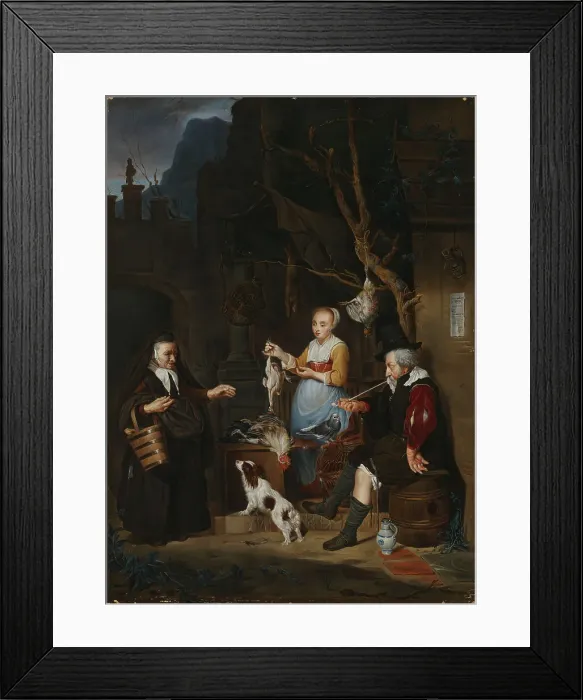 Framed Print : Bird Vendor after Gabriel Metsu. Creator: Maria Martinau Framed Print : Bird Vendor after Gabriel Metsu. Creator: Maria Martinau