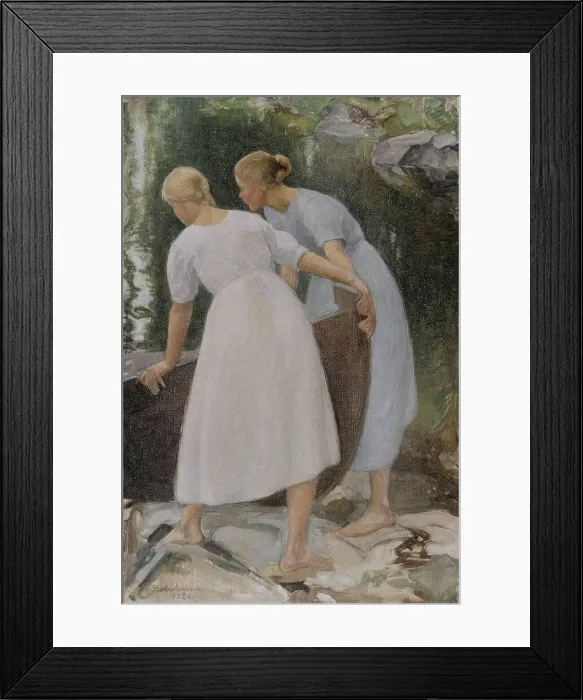 Framed Print : Girls Pushing a Boat, 1925. Creator: Pekka Halonen Framed Print : Girls Pushing a Boat, 1925. Creator: Pekka Halonen