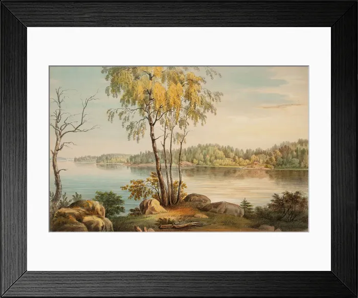 Framed Print : Lakeside View near Träskända Manor, 1850. Creator: Magnus von Wright Framed Print : Lakeside View near Träskända Manor, 1850. Creator: Magnus von Wright