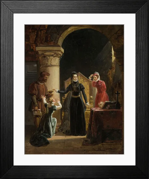 Framed Print : The Death Warrant Delivered To Mary Stuart, c1825-1830. Creator: Desmoulins, Auguste-François (1788-1856) Framed Print : The Death Warrant Delivered To Mary Stuart, c1825-1830. Creator: Desmoulins, Auguste-François (1788-1856)