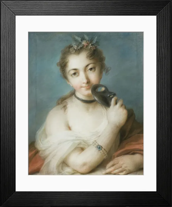 Framed Print : Portrait of a Woman with Mask, 1720s. Creator: Carriera, Rosalba Giovanna (1657-1757) Framed Print : Portrait of a Woman with Mask, 1720s. Creator: Carriera, Rosalba Giovanna (1657-1757)