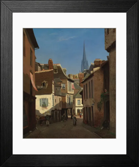 Framed Print : Street at Quimper in Brittany, 1871. Creator: Oscar Kleineh Framed Print : Street at Quimper in Brittany, 1871. Creator: Oscar Kleineh