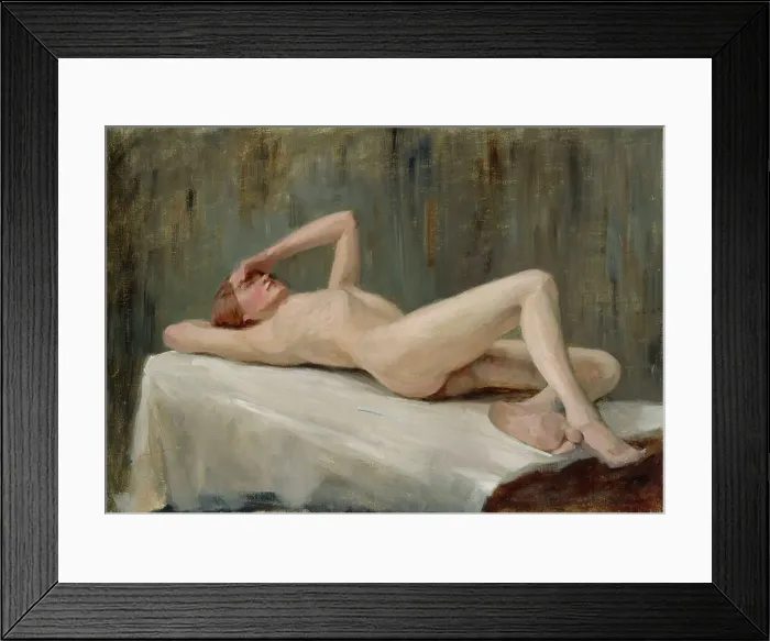 Framed Print : Reclining female model, exercise, 1908-1911. Creator: Maria Wiik Framed Print : Reclining female model, exercise, 1908-1911. Creator: Maria Wiik