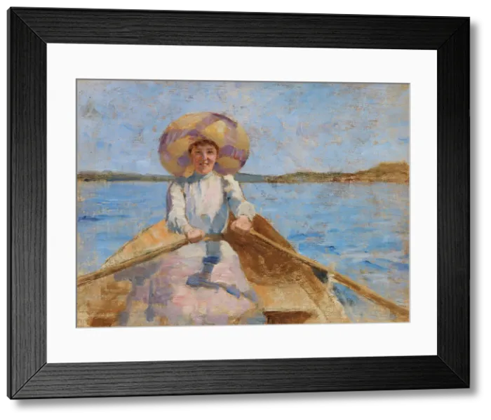 Framed Print : Woman Rowing, Sketch, 1892. Creator: Maria Wiik Framed Print : Woman Rowing, Sketch, 1892. Creator: Maria Wiik