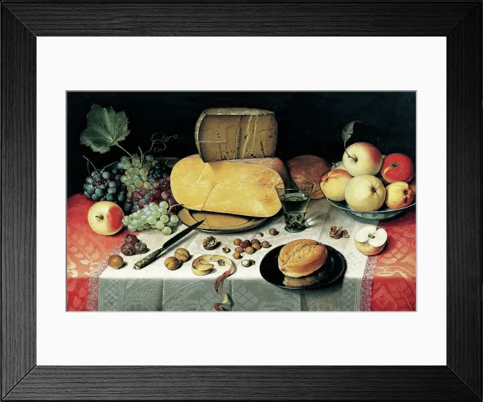 Framed Print : Still Life with Fruit, Nuts and Cheese, 1613. Creator: Dijck (Dyck), Floris Claesz. (ca. 1575-1651) Framed Print : Still Life with Fruit, Nuts and Cheese, 1613. Creator: Dijck (Dyck), Floris Claesz. (ca. 1575-1651)