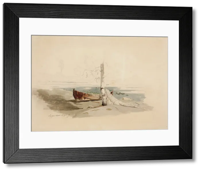 Framed Print : A boat on the shore, 1859. Creator: Werner Holmberg Framed Print : A boat on the shore, 1859. Creator: Werner Holmberg