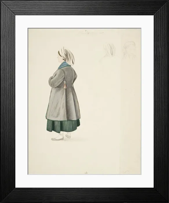 Framed Print : A standing peasant woman and two female heads from Jaakki. Creator: Robert Wilhelm Ekman Framed Print : A standing peasant woman and two female heads from Jaakki. Creator: Robert Wilhelm Ekman