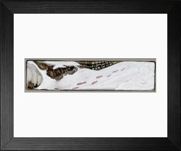 Framed Print : Footprints in the snow, vignette, c1890s. Creator: Albert Edelfelt Framed Print : Footprints in the snow, vignette, c1890s. Creator: Albert Edelfelt