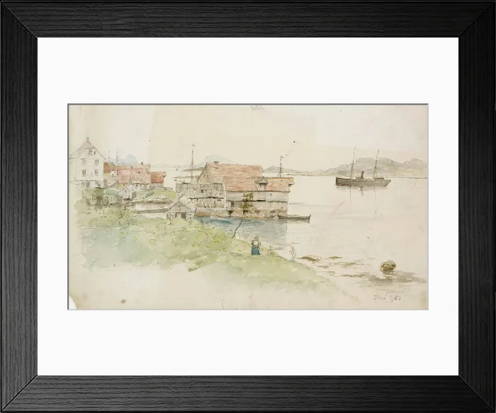 Framed Print : Coastal landscape, Florö, 1886. Creator: Oscar Kleineh Framed Print : Coastal landscape, Florö, 1886. Creator: Oscar Kleineh