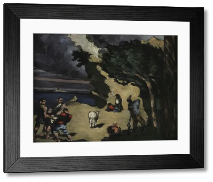 Framed Print : Les voleurs et l'âne (The Thieves and the Donkey), 1869-1870. Creator: Cézanne, Paul (1839-1906) Framed Print : Les voleurs et l'âne (The Thieves and the Donkey), 1869-1870. Creator: Cézanne, Paul (1839-1906)