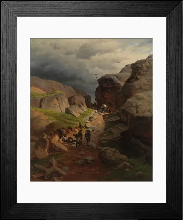 Framed Print : Smugglers in a mountain pass, 1870. Creator: Thorsten Waenerberg Framed Print : Smugglers in a mountain pass, 1870. Creator: Thorsten Waenerberg