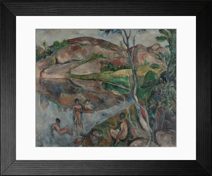 Framed Print : Boys swimming, 1914. Creator: Per Deberitz