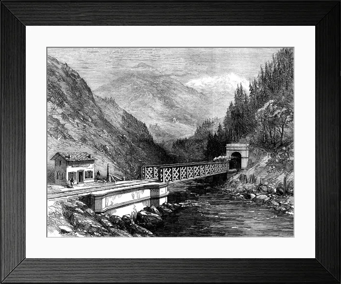 Framed Print : Mont Cenis Railway scenery: the Dora Valley, near Salbertrand, 1871. Creator: Unknown Framed Print : Mont Cenis Railway scenery: the Dora Valley, near Salbertrand, 1871. Creator: Unknown