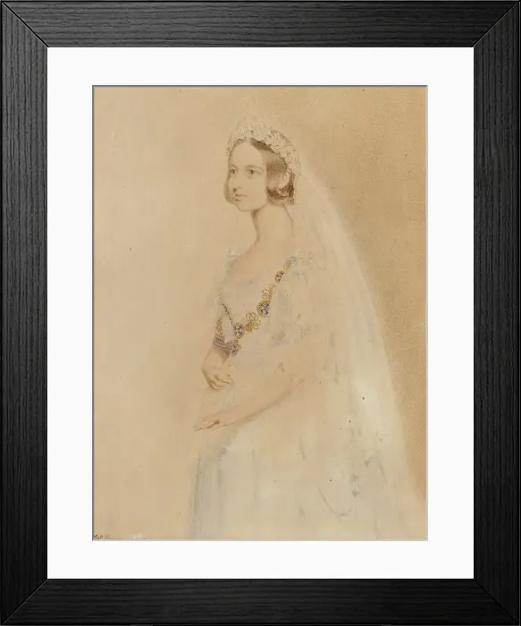 Framed Print : Portrait of Queen Victoria on her wedding day, 1840. Creator: Drummond, William (active 1800-1850) Framed Print : Portrait of Queen Victoria on her wedding day, 1840. Creator: Drummond, William (active 1800-1850)
