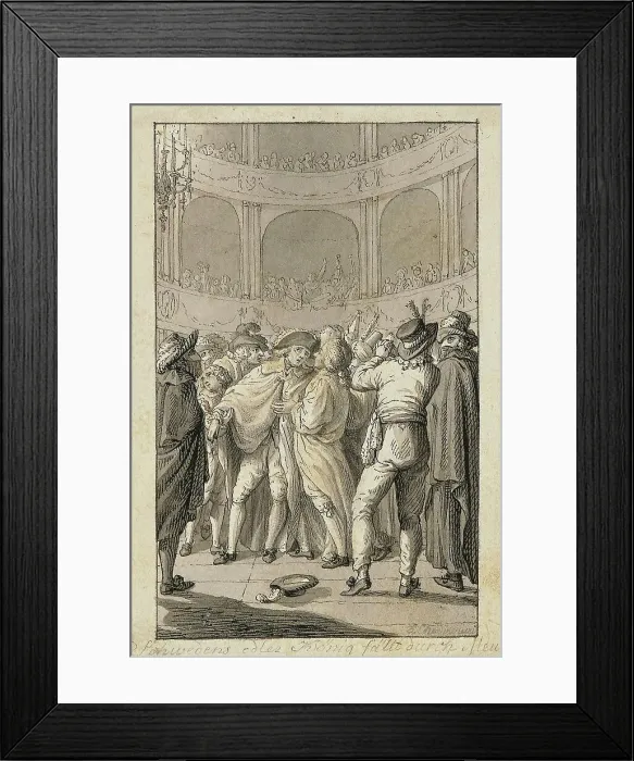Framed Print : The assassination of the Swedish King Gustav III at the masked ball in the Stockholm Opera. Creator: Chodowiecki, Daniel Nikolaus (1726-1801) Framed Print : The assassination of the Swedish King Gustav III at the masked ball in the Stockholm Opera. Creator: Chodowiecki, Daniel Nikolaus (1726-1801)