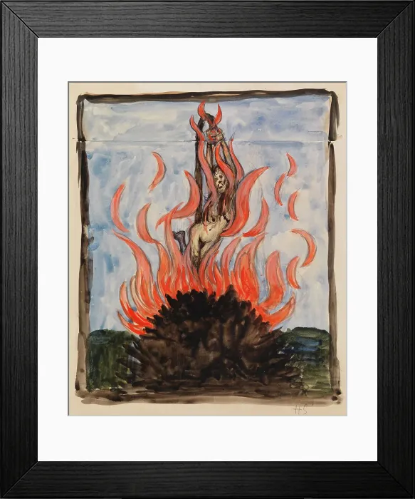 Framed Print : The Witch at the Stake, c1900. Creator: Hugo Simberg Framed Print : The Witch at the Stake, c1900. Creator: Hugo Simberg