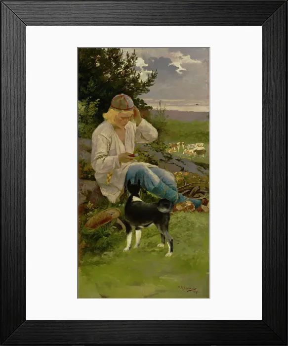 Framed Print : Kullervo with His Herds, 1896. Creator: Sigfrid August Keinanen Framed Print : Kullervo with His Herds, 1896. Creator: Sigfrid August Keinanen