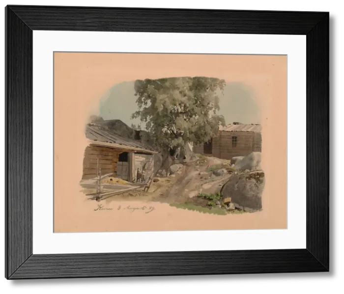 Framed Print : Blacksmith's house and yard, 1859. Creator: Werner Holmberg Framed Print : Blacksmith's house and yard, 1859. Creator: Werner Holmberg