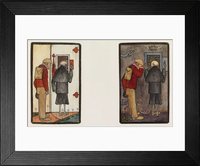 Framed Print : The Peasant and Death at the Gates of Heaven and Hell, 1897. Creator: Hugo Simberg Framed Print : The Peasant and Death at the Gates of Heaven and Hell, 1897. Creator: Hugo Simberg