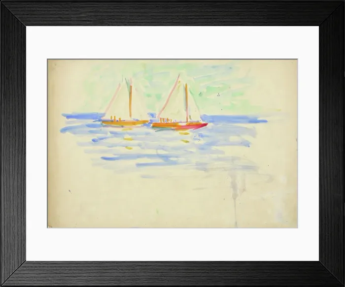 Framed Print : Two sailboats. draft, c1910s. Creator: Verner Thome Framed Print : Two sailboats. draft, c1910s. Creator: Verner Thome