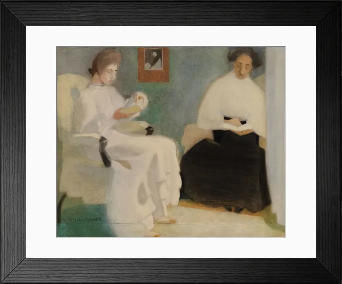 Framed Print : Girls Reading, 1907. Creator: Helene Schjerfbeck Framed Print : Girls Reading, 1907. Creator: Helene Schjerfbeck