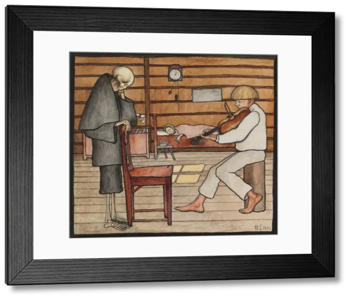 Framed Print : Death Listens, 1897. Creator: Hugo Simberg Framed Print : Death Listens, 1897. Creator: Hugo Simberg