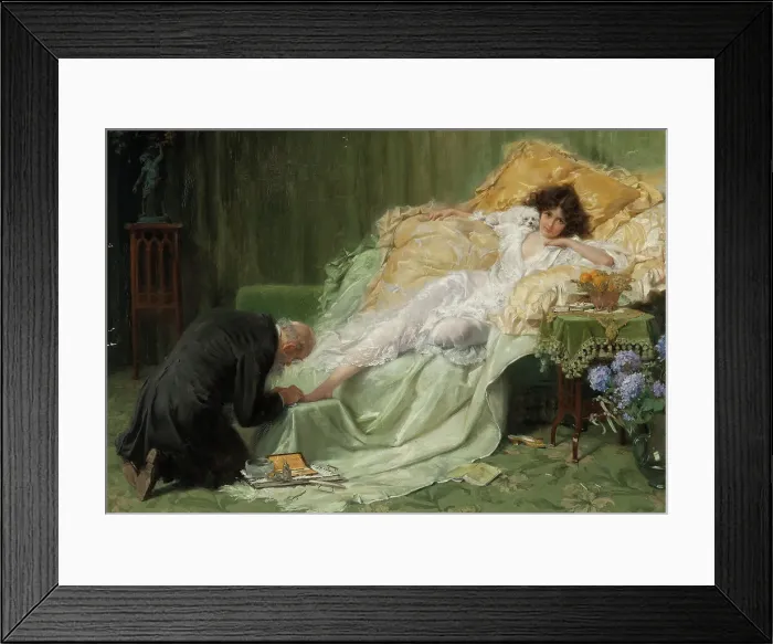 Framed Print : Beauty cult - The pedicure, 1903. Creator: Clementz, Hermann (1852-1930) Framed Print : Beauty cult - The pedicure, 1903. Creator: Clementz, Hermann (1852-1930)