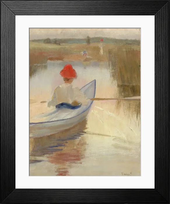 Framed Print : Woman Rowing, Wearing a Red Hat, 1889. Creator: Torsten Wasastjerna Framed Print : Woman Rowing, Wearing a Red Hat, 1889. Creator: Torsten Wasastjerna