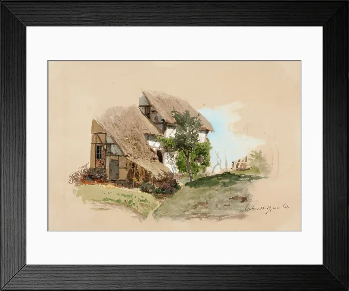 Framed Print : A peasant house in the Rhineland, a larch tree in the middle of the front of the house, 1860. Creator: Werner Holmberg Framed Print : A peasant house in the Rhineland, a larch tree in the middle of the front of the house, 1860. Creator: Werner Holmberg