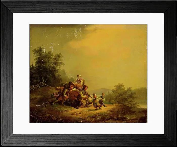 Framed Print : Resting peasants and dancing children, 1837. Creator: Robert Wilhelm Ekman Framed Print : Resting peasants and dancing children, 1837. Creator: Robert Wilhelm Ekman