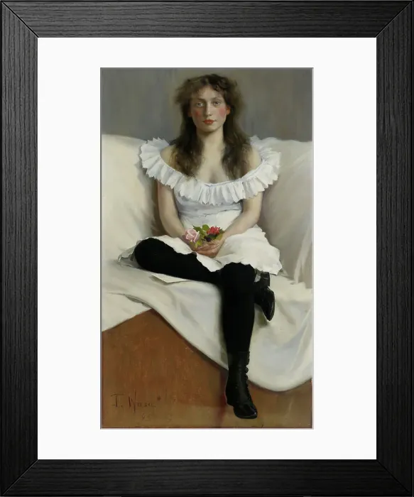 Framed Print : Portrait of a Young Woman in White, 1893. Creator: Torsten Wasastjerna Framed Print : Portrait of a Young Woman in White, 1893. Creator: Torsten Wasastjerna