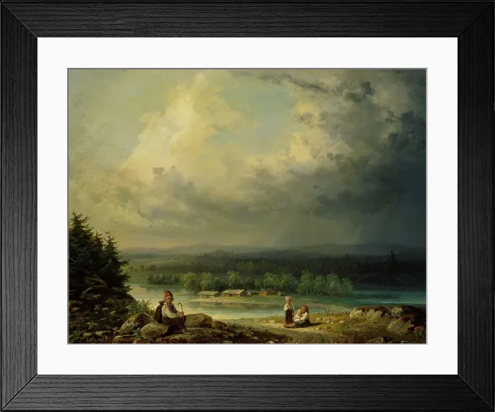 Framed Print : Landscape with four Peasant Childen, 1865. Creator: Robert Wilhelm Ekman Framed Print : Landscape with four Peasant Childen, 1865. Creator: Robert Wilhelm Ekman