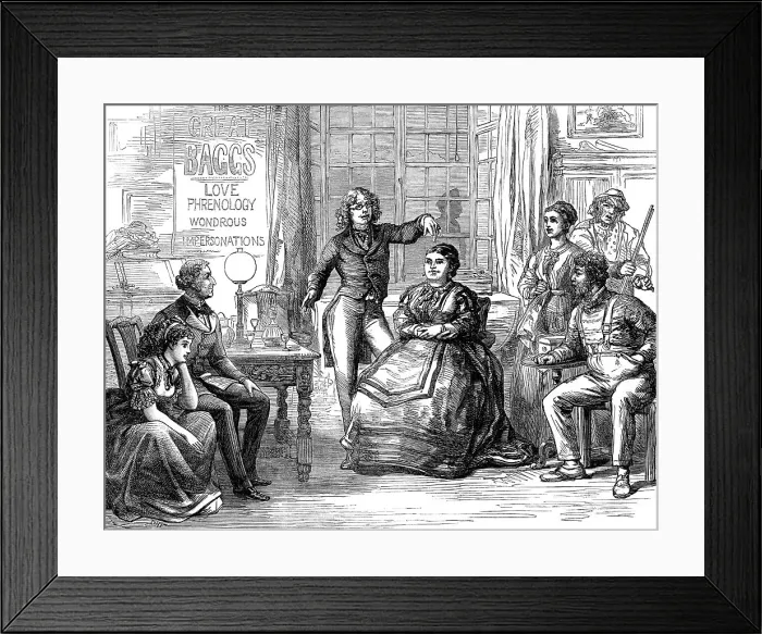 Framed Print : Scene from Apple Blossoms, at the Vaudeville Theatre: the Great Baggs lecturing, 1871. Creator: Unknown Framed Print : Scene from Apple Blossoms, at the Vaudeville Theatre: the Great Baggs lecturing, 1871. Creator: Unknown