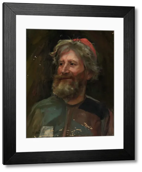 Framed Print : Old Man Wearing a Red Cap, sketch for the painting Fairy Tale Princess, c1895-1896. Creator: Torsten Wasastjerna Framed Print : Old Man Wearing a Red Cap, sketch for the painting Fairy Tale Princess, c1895-1896. Creator: Torsten Wasastjerna