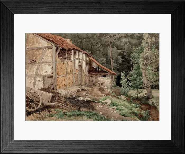 Framed Print : A house in the woods, 1856. Creator: Werner Holmberg Framed Print : A house in the woods, 1856. Creator: Werner Holmberg