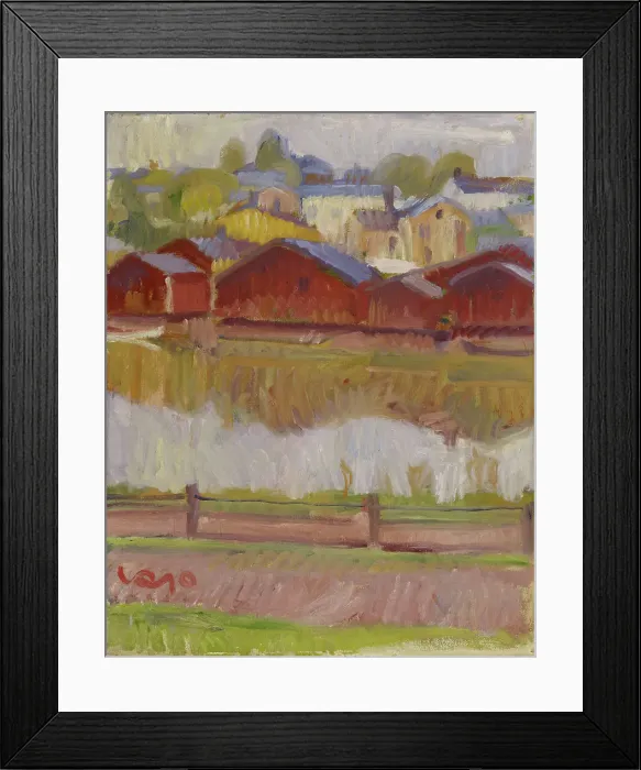 Framed Print : Riverside Sheds in Porvoo, 1910. Creator: Valle Rosenberg