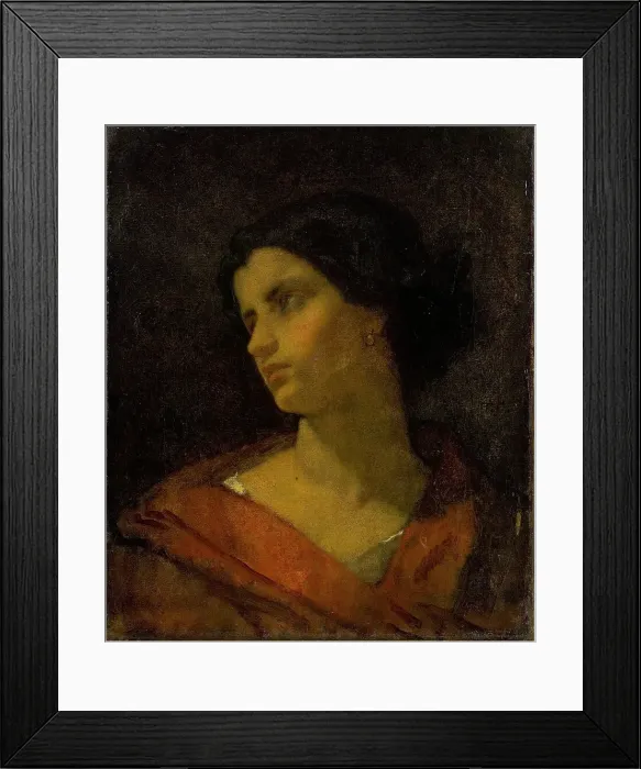 Framed Print : Head of a Woman, Study, 1835-1861. Creator: Thomas Couture Framed Print : Head of a Woman, Study, 1835-1861. Creator: Thomas Couture