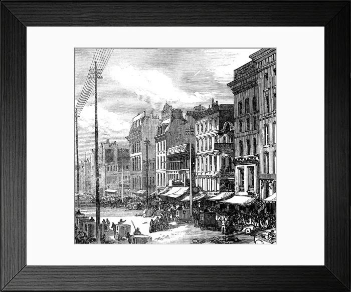 Framed Print : The Great Fire at Chicago: Clark-Street North, 1871. Creator: Unknown Framed Print : The Great Fire at Chicago: Clark-Street North, 1871. Creator: Unknown