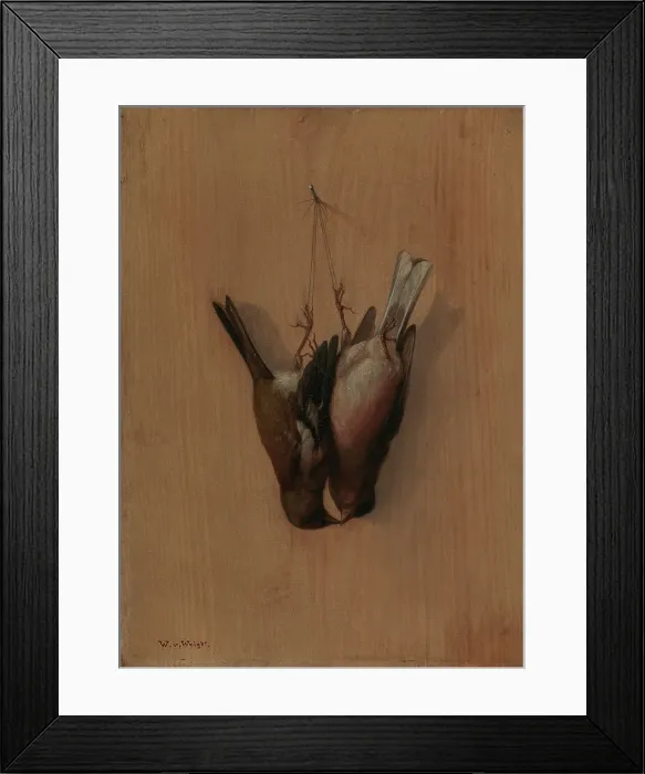 Framed Print : Two Hung Chaffinches, 1852. Creator: Wilhelm von Wright Framed Print : Two Hung Chaffinches, 1852. Creator: Wilhelm von Wright