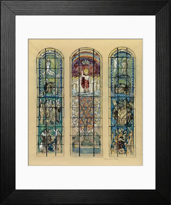 Framed Print : Sketch for the chancel stained glass window in Turku Cathedral, 1923. Creator: Magnus Enckell